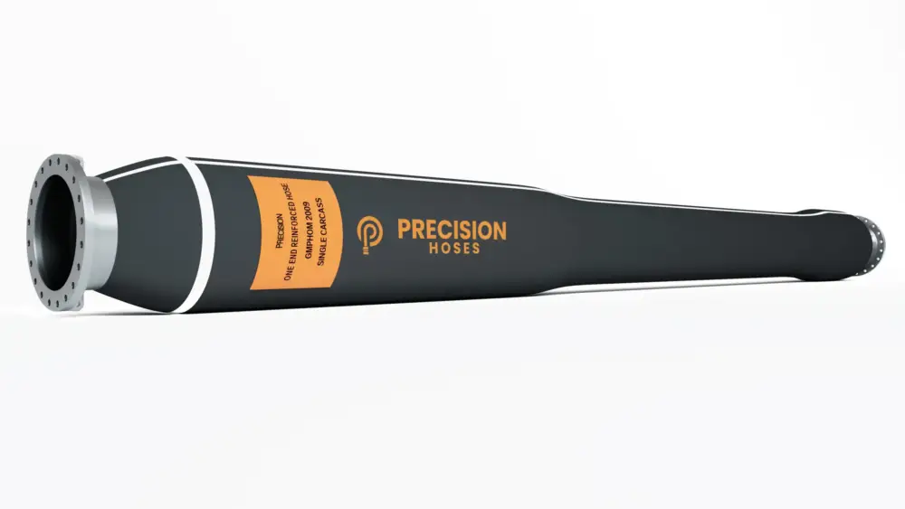 The One End Reinforced Submarine Hose without Collars is engineered for offshore oil and gas transfer operations, specifically in submerged environments.