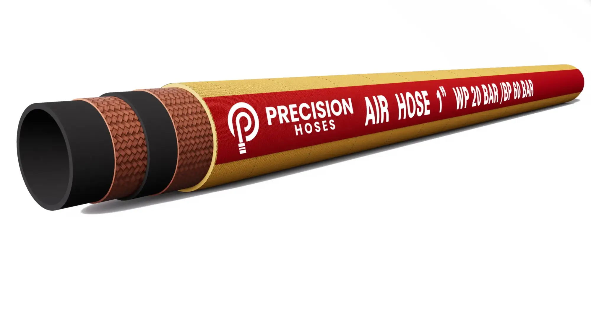 The Air Hose with Braided Reinforcement is designed for the safe and efficient transfer of compressed air and other inert gases in industrial, construction, and automotive applications. Reinforced with a braided synthetic textile, this hose offers enhanced durability, flexibility, and resistance to pressure, making it ideal for various high-pressure air applications. Its robust construction ensures long-lasting performance even in demanding work environments.