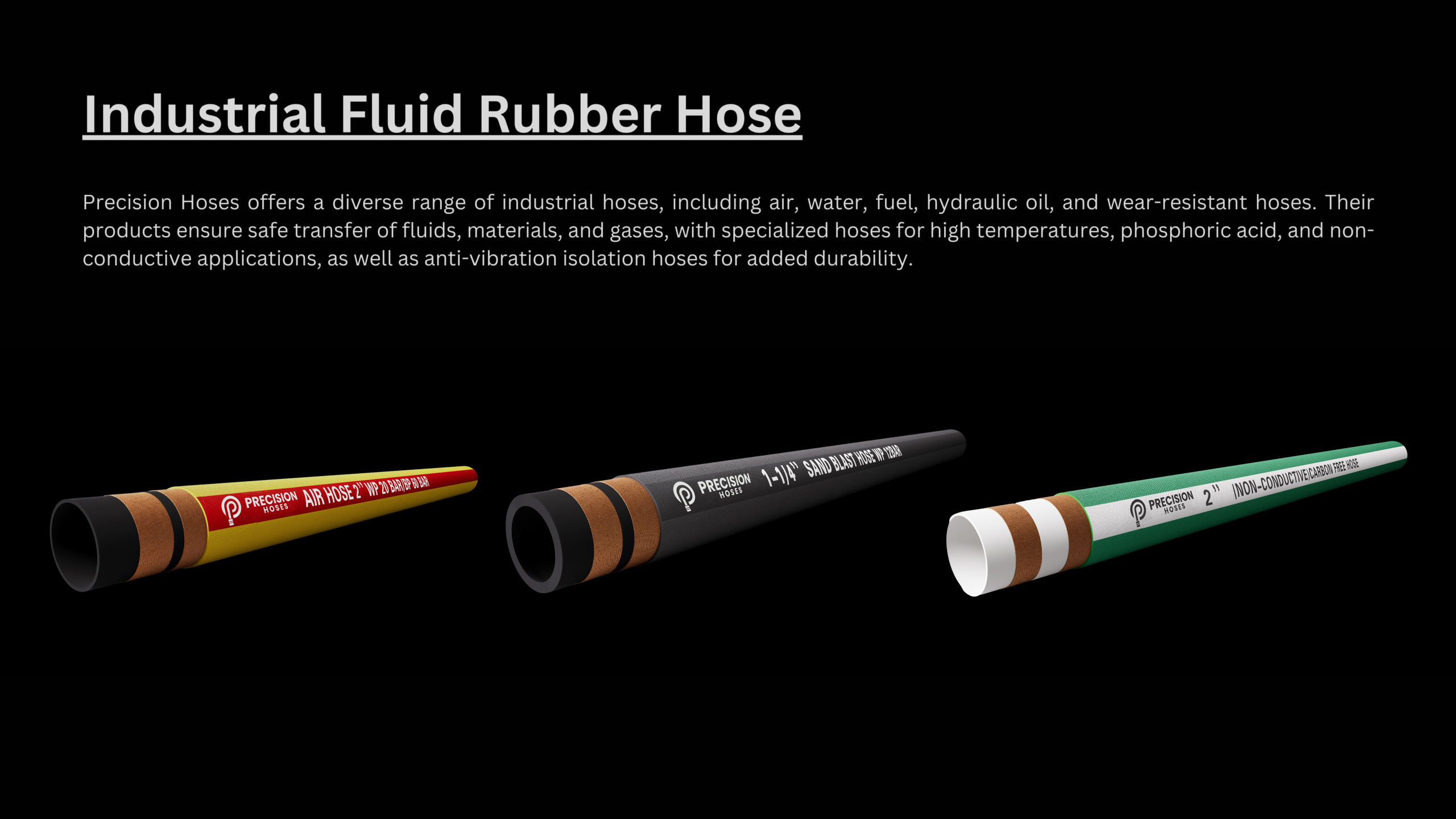 Industrial Fluid Rubber Hose by Precision Hoses Australia